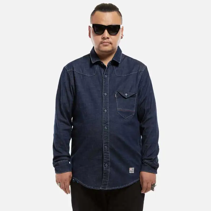 mens dark blue denim shirt