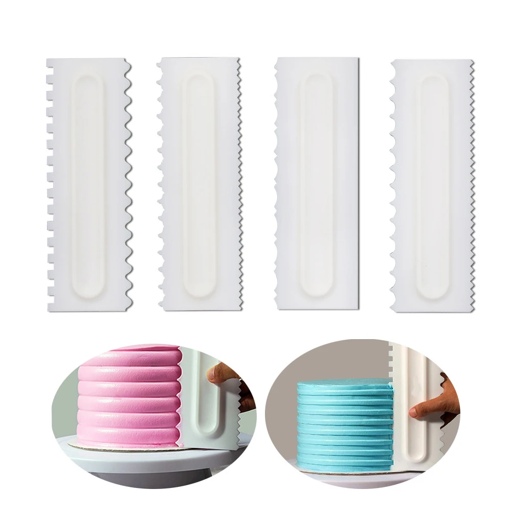 

4PCS/Set Kitchen Accessories Decorating Pastry Edge Side Cake Spatula Molds Eco-friendly Cream Scraper DIY Cutter Smoother Home
