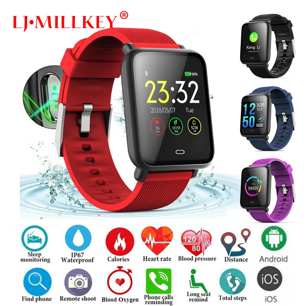 

Blood Pressure Smart Bracelet Color Screen IP67 Waterproof Smartband Sport Heart Rate Monitor Fitness Wristband 2019 NEW