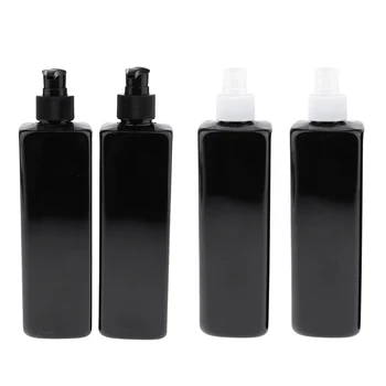 

4Pcs 500Ml Large, Empty, Black Plastic Bottles with with White/Black Lotion Pumps, Great for Dispensing