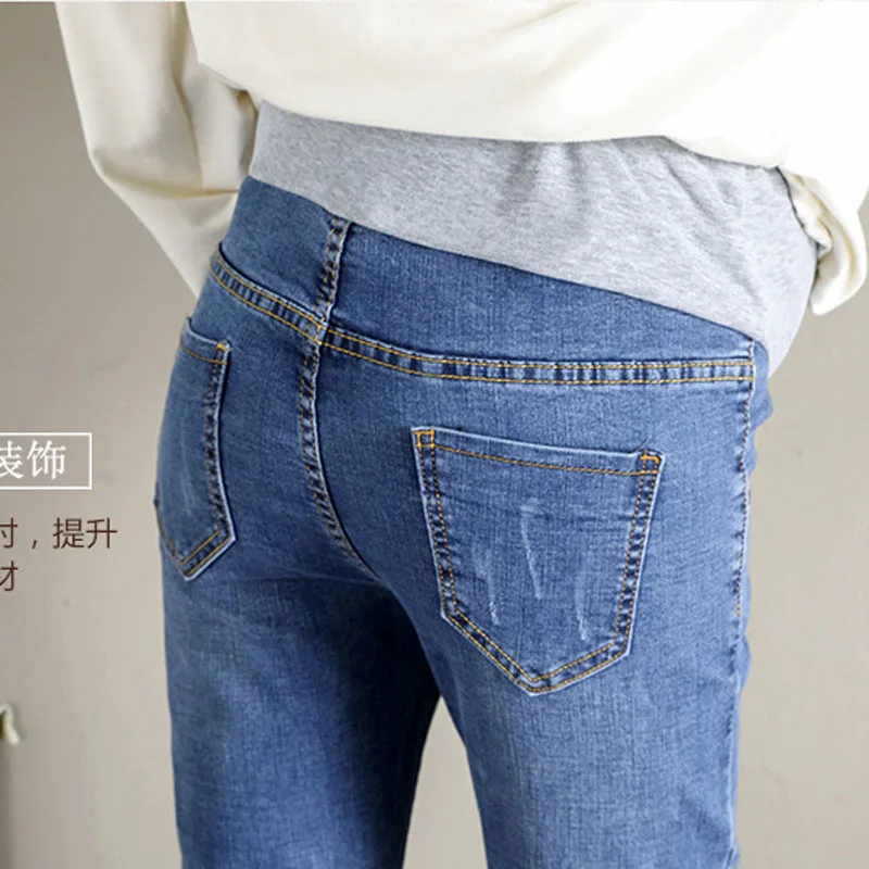 Брюки для девочек для женщин летние высокая талия средства ухода за кожей для будущих мам рваные джинсы Плюс Большой