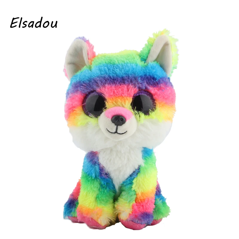 Elsadou Ty Beanie Boos Cute Animals Colorful Fox Plush font b Toy b font Doll Christmas