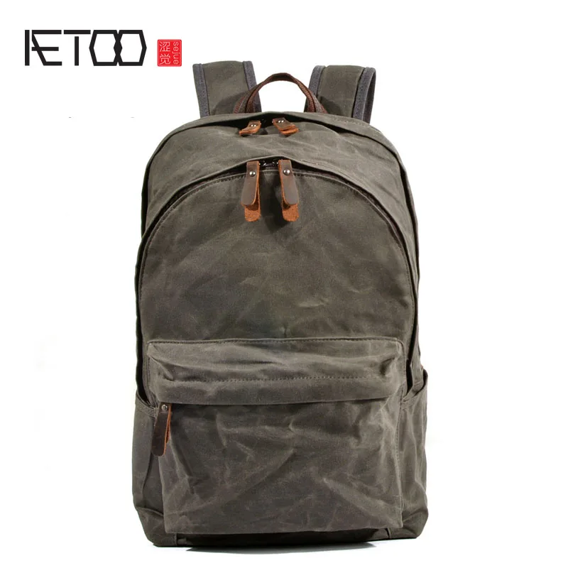 

AETOO Cloth bag lady oil wax canvas bag retro backpack large capacity backpack men's mountaineering bag