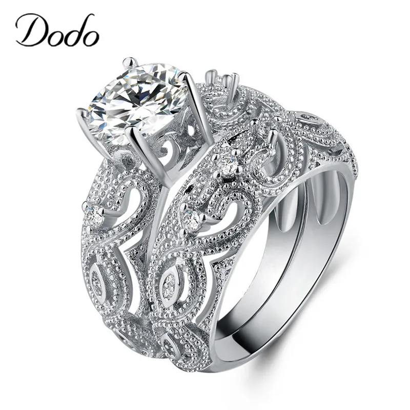 

New Arrival Hollow Love Heart Flower Ring Combination Couple Rings For Women Wedding Ring Set anillos mujer anelli donna YR266