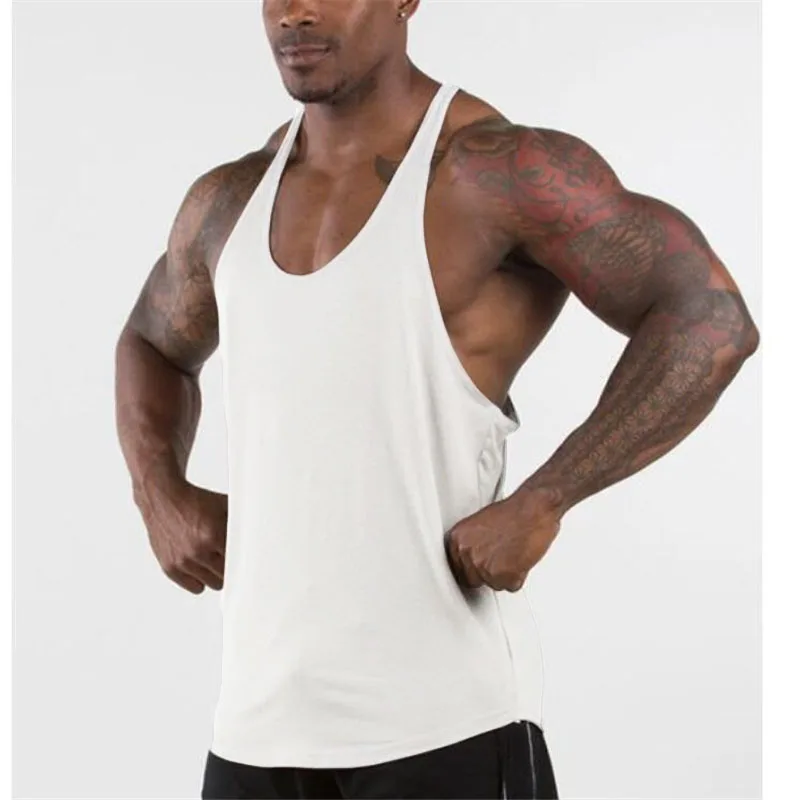 

Muscleguys Gyms Singlets Mens Blank Tank Tops 100% Cotton Sleeveless Shirt,Bodybuilding Vest and Fitness Stringer Casual Clothes