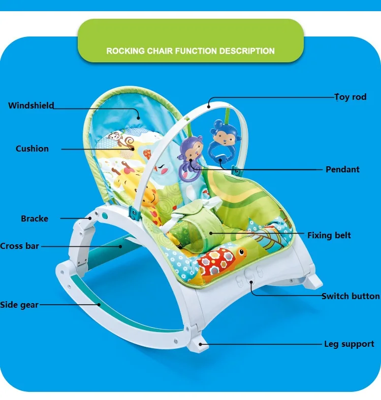 Baby Rocking Chair Baby Multi-functional Music Shaking Bed Children's Leisure Rocking Chair Lifting Chair