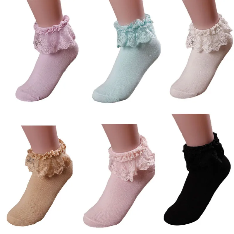 Милые носочки Для женщин Винтаж; носки с кружевной оборкой женские носки длиной до лодыжки для девочек; хлопковое платье принцессы для девочек носки Повседневное Танцы Крытый короткие носки