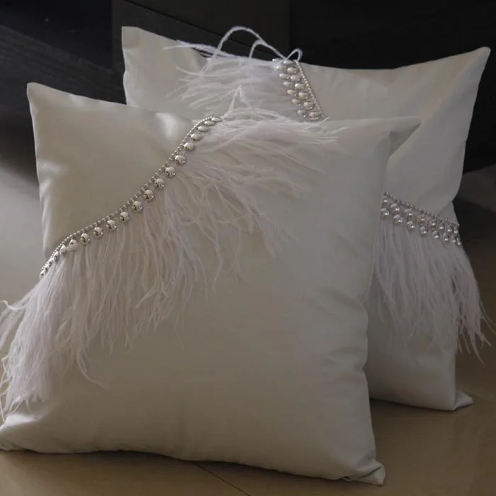 

#686 Luxury soft cushion luxury feather& PU Dec home room bed white color without filling wholesale 45cm/18"