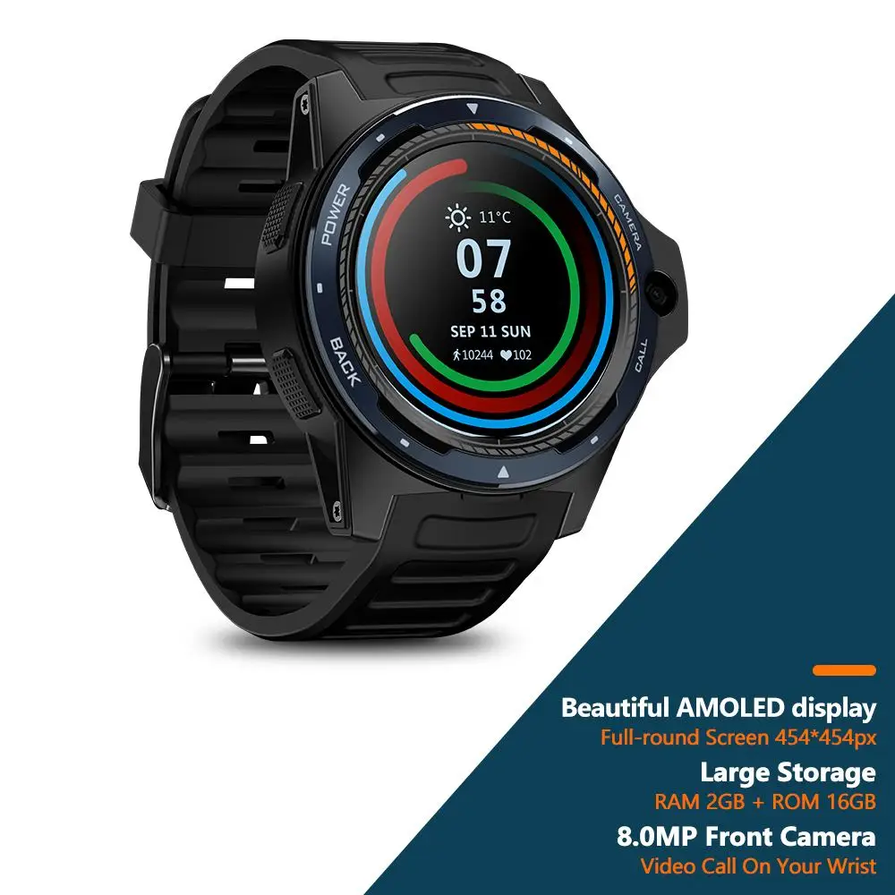 Zeblaze THOR 5 Dual Chipset Technology 4G Global LET Bands 800w Front-facing Camer 2+16G WIFI GPS 1.39' AMOLED Smart Watch Phone