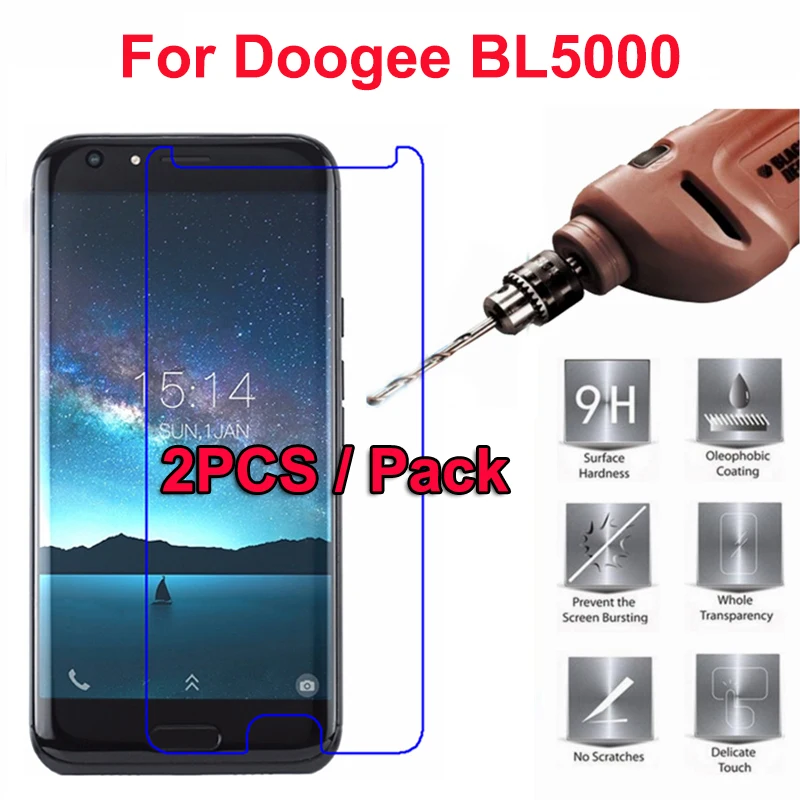 

2PCS Doogee BL5000 Screen Protector 9H 2.5D Scratch-proof Front Tempered Glass Film For Doogee BL5000 4G Capa Mobile Phone Film