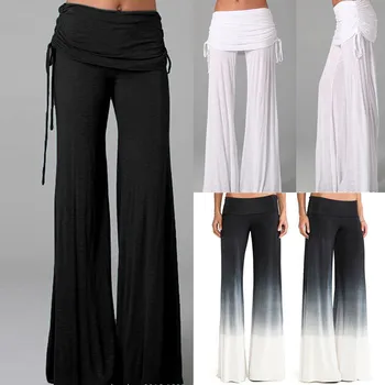 

Fashion Women Casual Loose Dance Trousers New Ladies High Waist Palazzo Wide Leg Pants S-XL