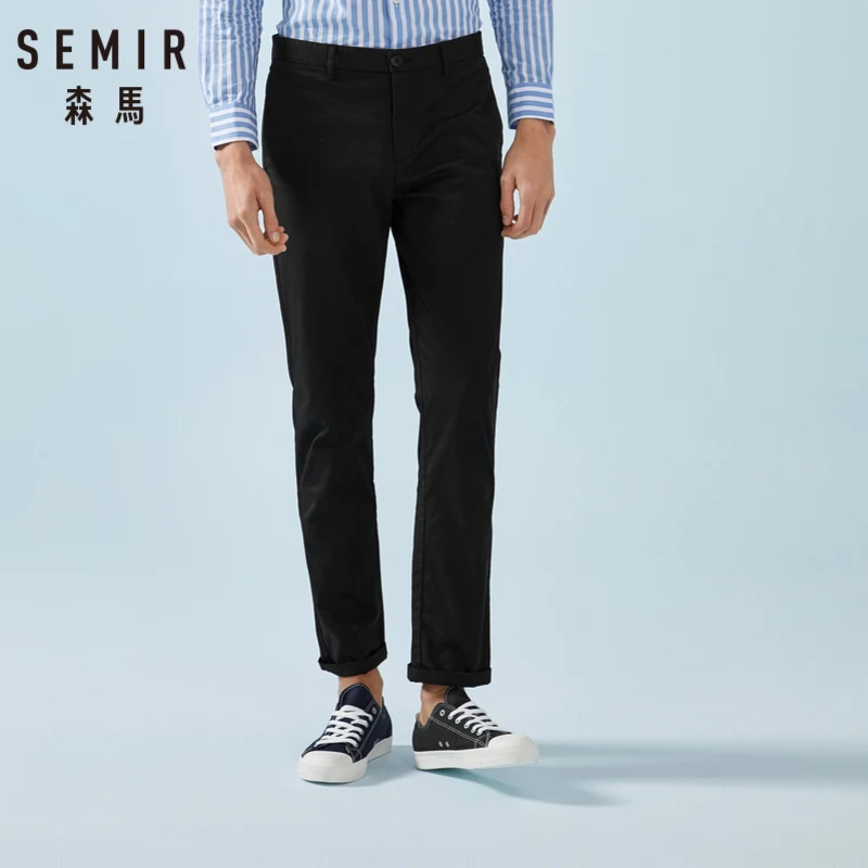 

SEMIR Men Suit Pants Cotton Chinos Men's Chino Pants in Slim Fit Classic Straight Pants with Slant Pocket Zip Fly with Button