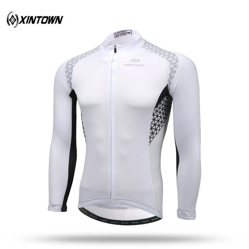 XINTOWN Men White Sport Clothing long Bike Jersey Super Warm Winter