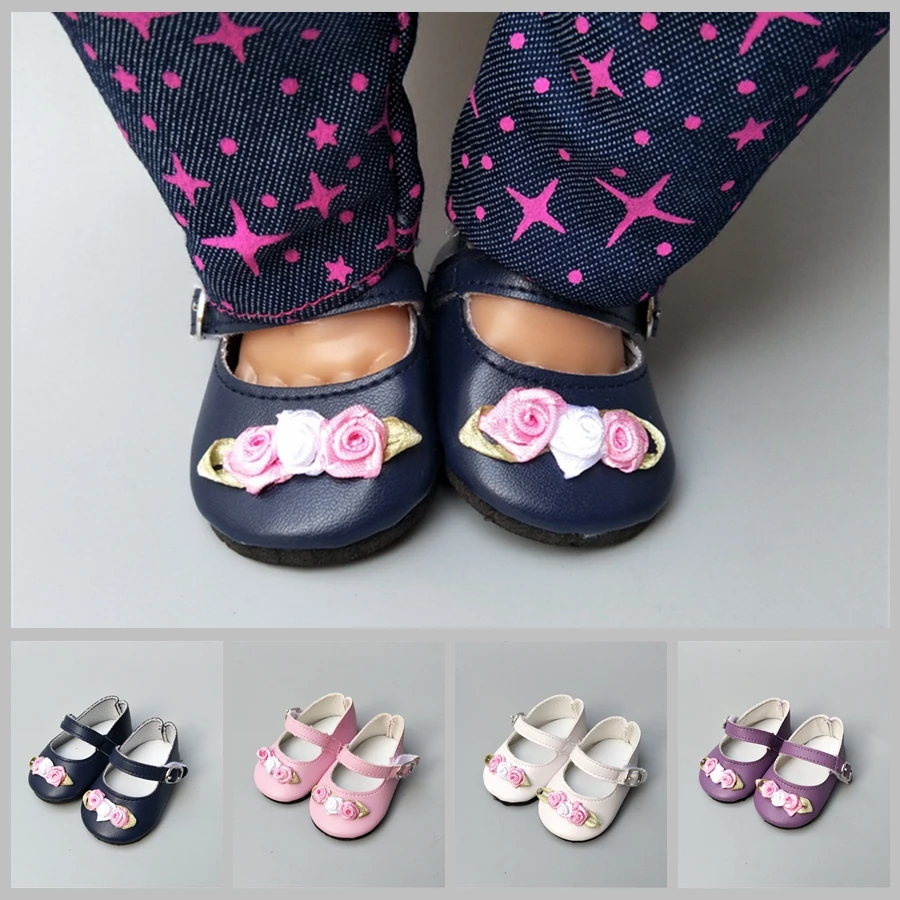 

4 Colors Floral Doll Shoes Bow Dress Shoes For 18 Inch Generation American Doll Girl Birthday Gift New Arrival Dropshipping