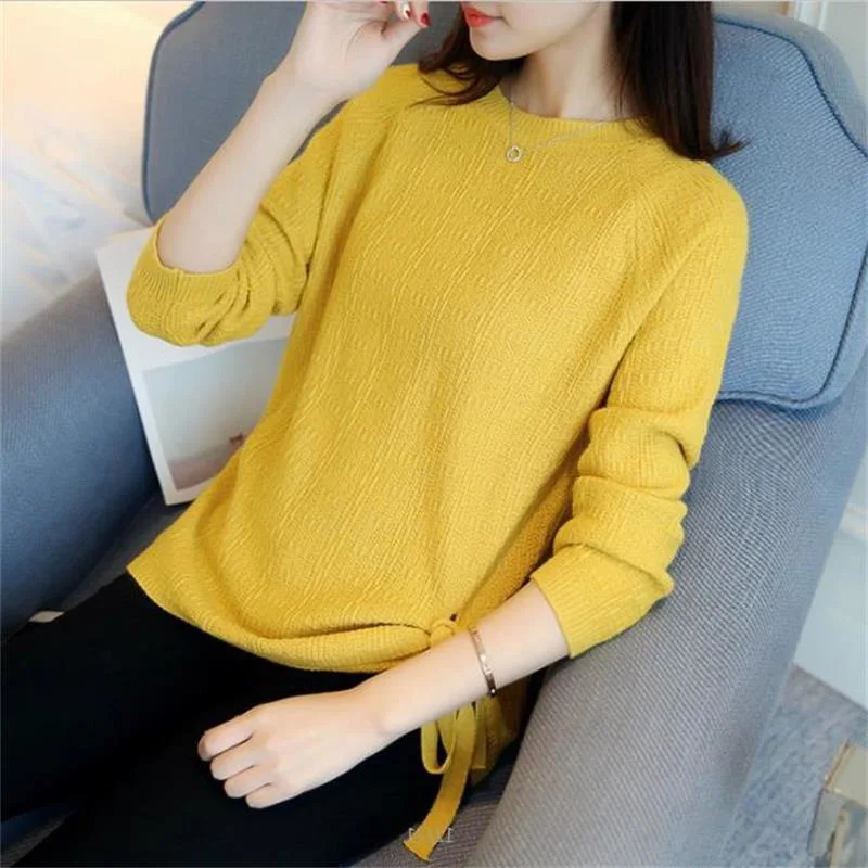

Round neck sweater women loose wild bottoming shirt 2019 autumn new hem strap raglan sleeves sweater