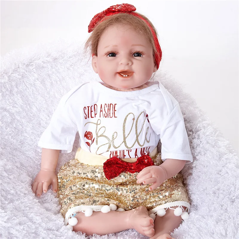 

22 Inch Reborn Lover Silicone Babies Dolls with Newborn Baby Clothes Bebe De Silicone Doll Clothes SB5586 Kids Toys Wedding Gift