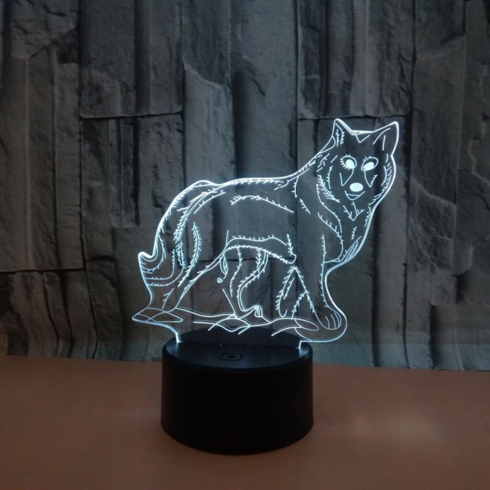 Волк 3D ночник креативный 3 D лампа визуальное освещение для украшения комнаты рождественский подарок, новинка для малышей