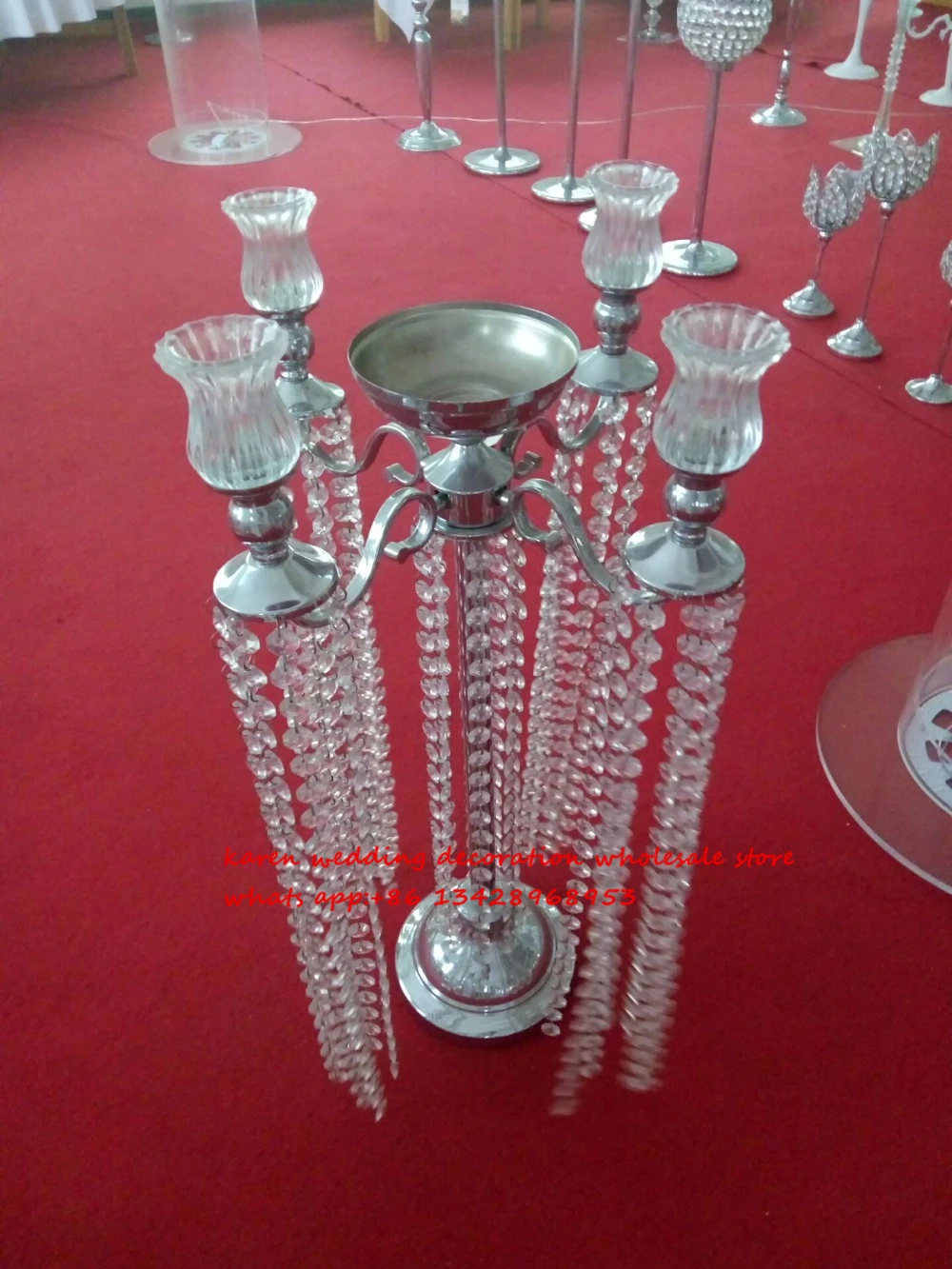 

new arrive 5 arms metal crystal wedding centerpiece candelabra candlestick