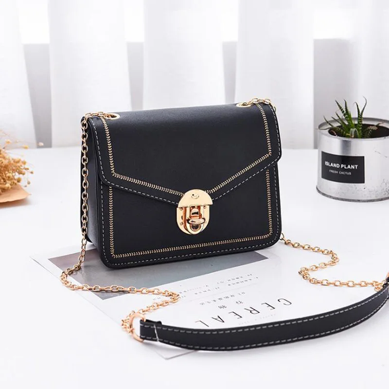  REPRCLA 2019 Summer New Women Bag Handbags Chain Strap & Lock Shoulder Crossbody Bag PU Leather Sma