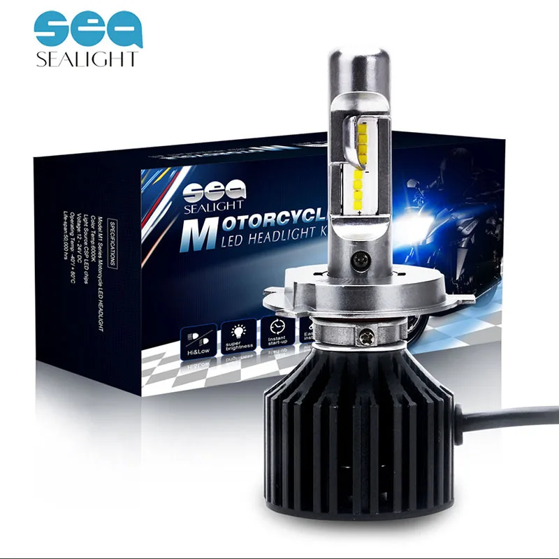 

SEALIGHT Motorcycle LED Headlight Bulbs H4/9003/HB2 Kit 45W 6000LM LED Chips Cool MOTO Lamp White 6000K Dual Hi/Lo Beam Bulbs