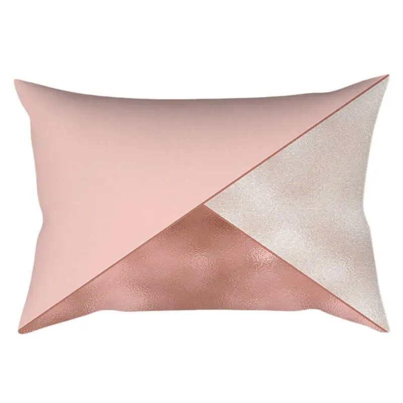 Прямоугольный домашний декоративный чехол для подушки, блестящий розовый золотой розовый мраморный принт, полиэстер, персиковый бархат, нордический стиль