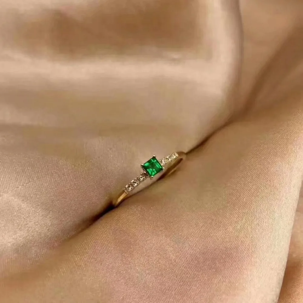 Серебро 925 пробы натуральный зеленый изумруд кольца, хорошее ювелирное изделие, подарок для женщин Свадебные открытые нового завода 3*3 мм cj030305agml