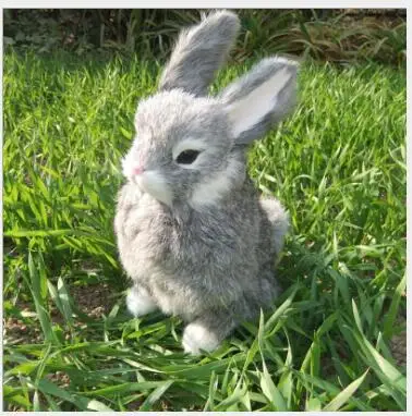 Wyzhy животные из искусственного меха серый кролик, украшение для сада и дома 22x16 см