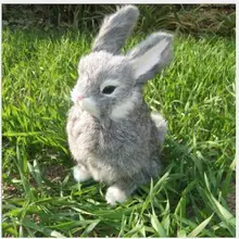 Wyzhy животные из искусственного меха серый кролик, украшение для сада и дома 22x16 см