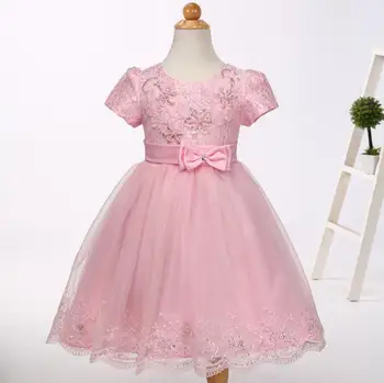 

1PC Pink White Red Baby Girl Princess Dress Sequin Beads Birthday Party Outfit Infant Flower Girl Evening Suit for 9months-4T