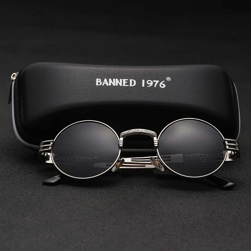 Goede Gepolariseerde Gothic Steampunk Zonnebril Mannen Vrouwen Fashion Brand Designer Vintage Ronde Shades Metalen Frame Zonnebril Oculos