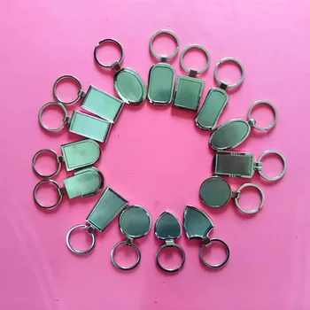 

30 Pcs 14 Style Creative Metal Blank Keychains DIY Logo Key Chain Promotional Gifts Key Ring For Laser Logo