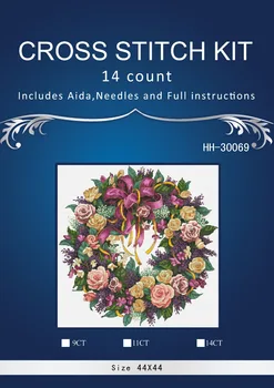 

FREE delivery Top Quality popular counted cross stitch kit wreath of roses Christmas wreath garland dim 383