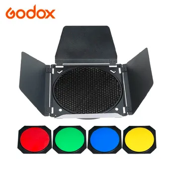 

Godox BD-04 Barn Door + Honeycomb Grid + 4 Color filter Kits for Photo Studio Flash