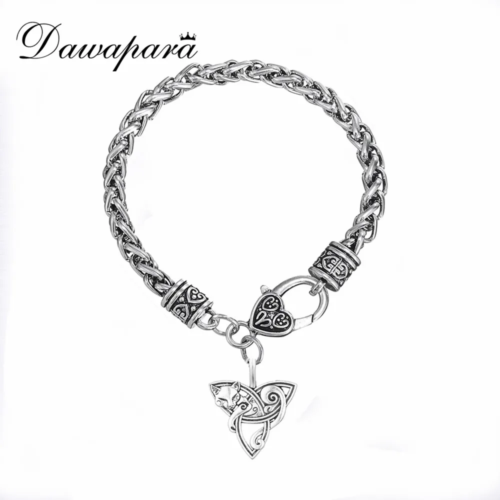 Рукодельные браслеты Dawapara лиса Triquetra Fenrir амулетные с животными мужские Модные