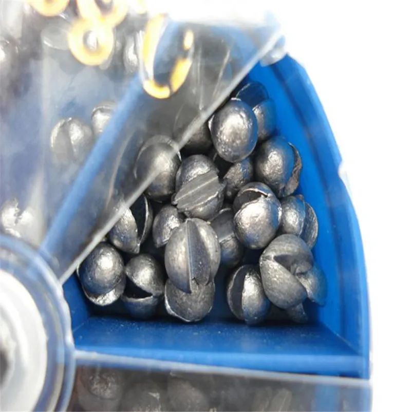 Box of Fishing Lead Sinkers Fishing Egg Bullet Rig Sinkers Angling Lead Weight Split Shot Box Fishing Tools Accessories #3S06 (4)