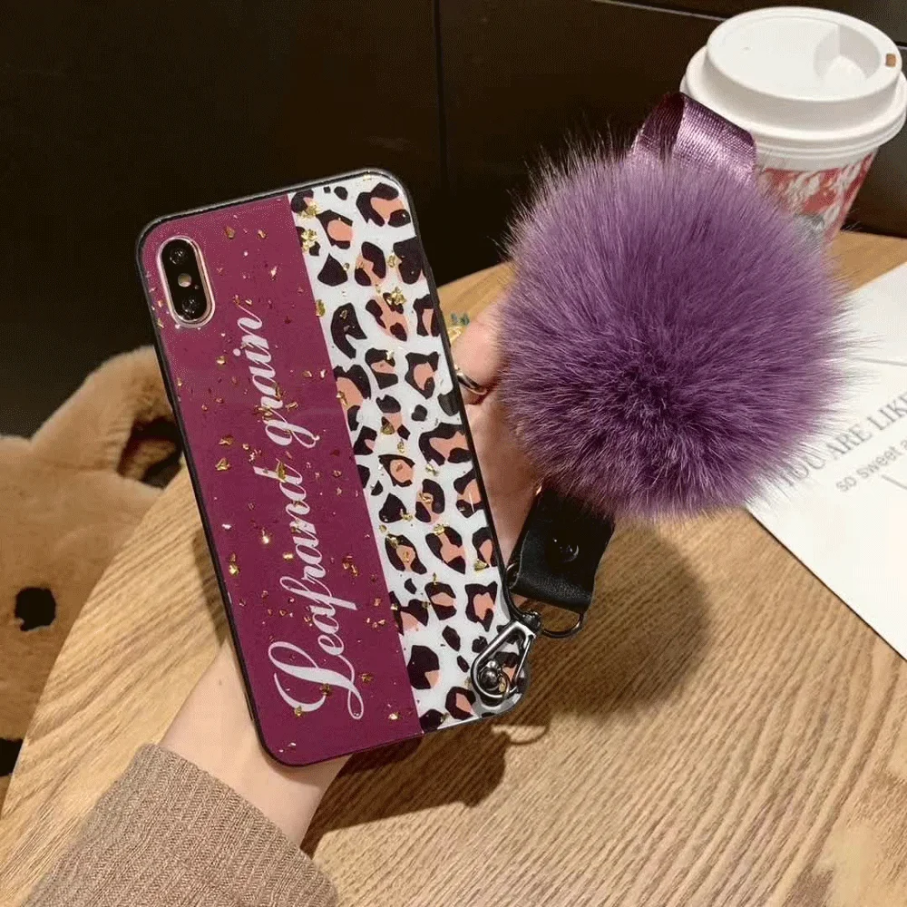 FQYANG Леопардовый лоскутный чехол для IPhone X XS Max Bling Gold foil Case IPhone 7 8 6 6S Plus TPU задняя крышка с шнурком для волос