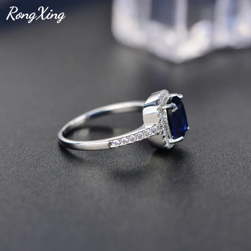 RongXing, фиолетовые/зеленые/синие/белые/желтые/розовые циркониевые кольца для женщин, 925 пробы, заполненные серебром, разноцветный камень, кольцо HR051