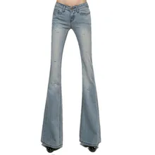 Осенние модные винтажные джинсы размера плюс со средней талией, Женские Ретро обтягивающие джинсы с широкими штанинами