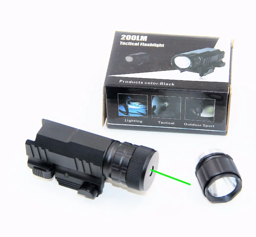 

200Lumen Green laser Replaceable head Hunting Flashlight LED Light Tactical flashlight for Pistol Airsoft