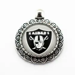 2017 Горячее предложение Футбол спортивные команды Oakland Raiders Стекло Подвеска Fit Мода DIY ювелирных Браслеты breacelet Цепочки и ожерелья 10 шт./лот