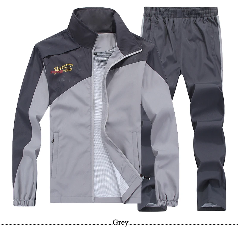 Новый бренд мужской комплект весна осень Мужская спортивная одежда 2 шт. комплект спортивный костюм куртка + брюки тренировочный костюм