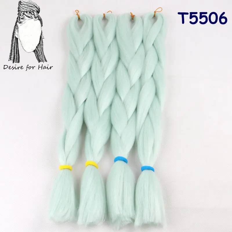 T#Grey/613 Desire for hair, 1 упаковка, 24 дюйма, 100 г, синтетические огромные косички, цвет Омбре, черный, серый, бордовый, косички для наращивания волос - Цвет: T#Grey/613