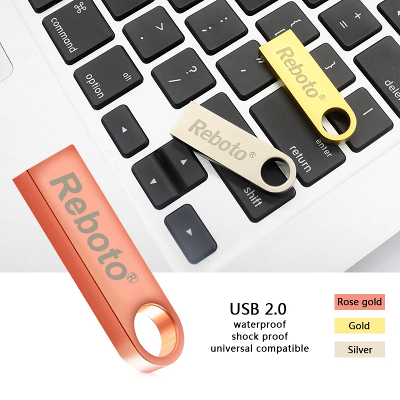 Reboto USB флешка крошечные металла флэш-накопитель USB 2,0 флешки 64 ГБ 32 ГБ 16 ГБ 8 ГБ 4 ГБ модные флэш-накопитель прямоугольник Memory Stick