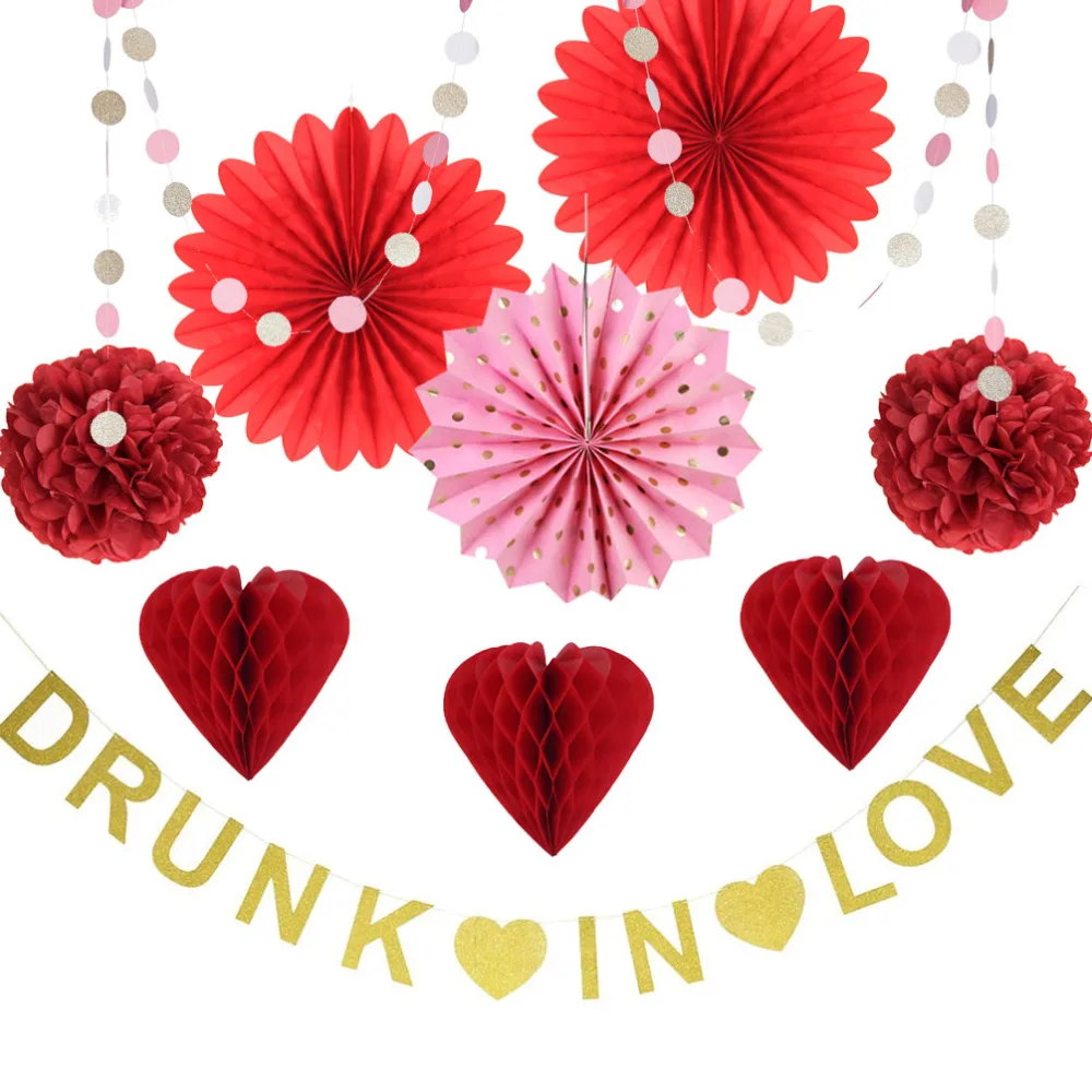 10pcs Valentine's Day Paper Decoration Set DRUNK I...