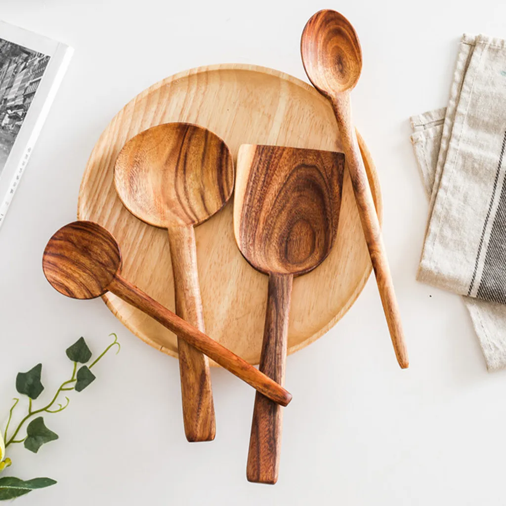 Home Flatware Porridge Bowl Chinese Dinner Spoon Japanese Soup Spoon for Home Wooden Spoon Bamboo Kitchen Cooking Teaspoon