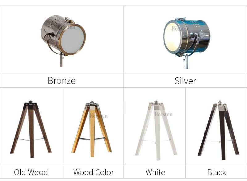 Horsten European Vintage Retro Wood Tripod Table Lamp Spotlight Lamps Photography Desk Lights Stand Creative Living Room 220V (1)