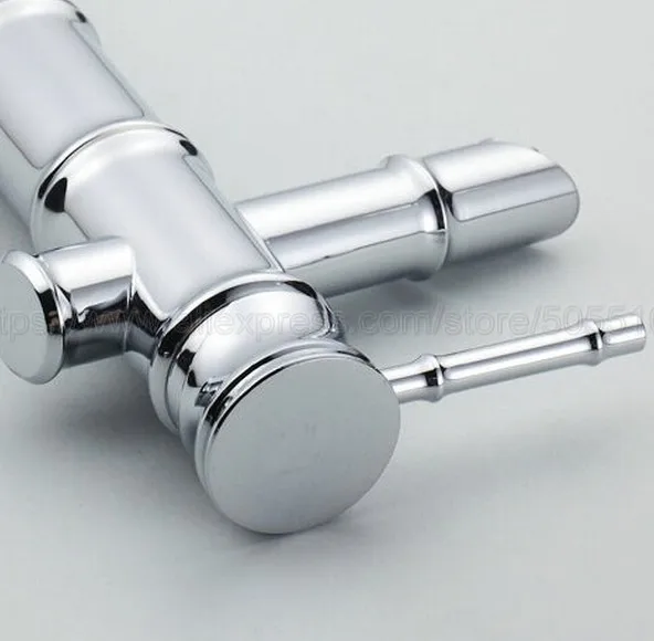 Polished Chrome bathroom sink basin faucet Bamboo style single hole basin faucet hot and cold tap znf047
