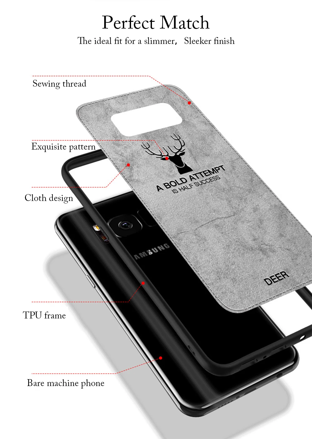 Ascromy For Samsung Galaxy S9 Plus Case Deer Design Cloth Canvas Cover Soft TPU Bumpe For Samsung S8 Note 9 8 Coque Accessories (4)