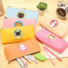 1 pcs estudante saco do lápis criativo pu saco do lápis de grande capacidade Coreano gatinho bonito dos artigos de papelaria saco de armazenamento saco