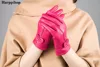 Женские перчатки из натуральной кожи 2022, красные перчатки из овчины, осенне-зимние модные женские ветрозащитные перчатки ► Фото 2/6